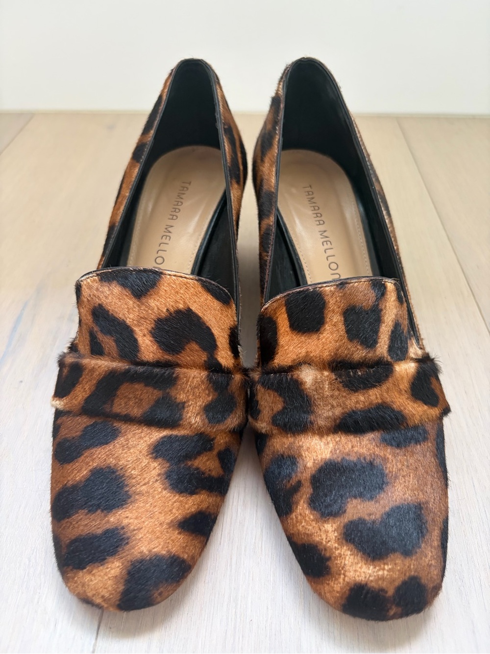 Tamara Mellon Leopard Haircalf Loafers in Brown & Black